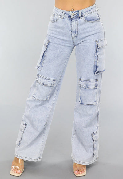 Redial Jeans Blauwe Wide Leg Carpenter Broek