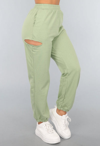 Lichtgroene Joggingbroek met Open Detail