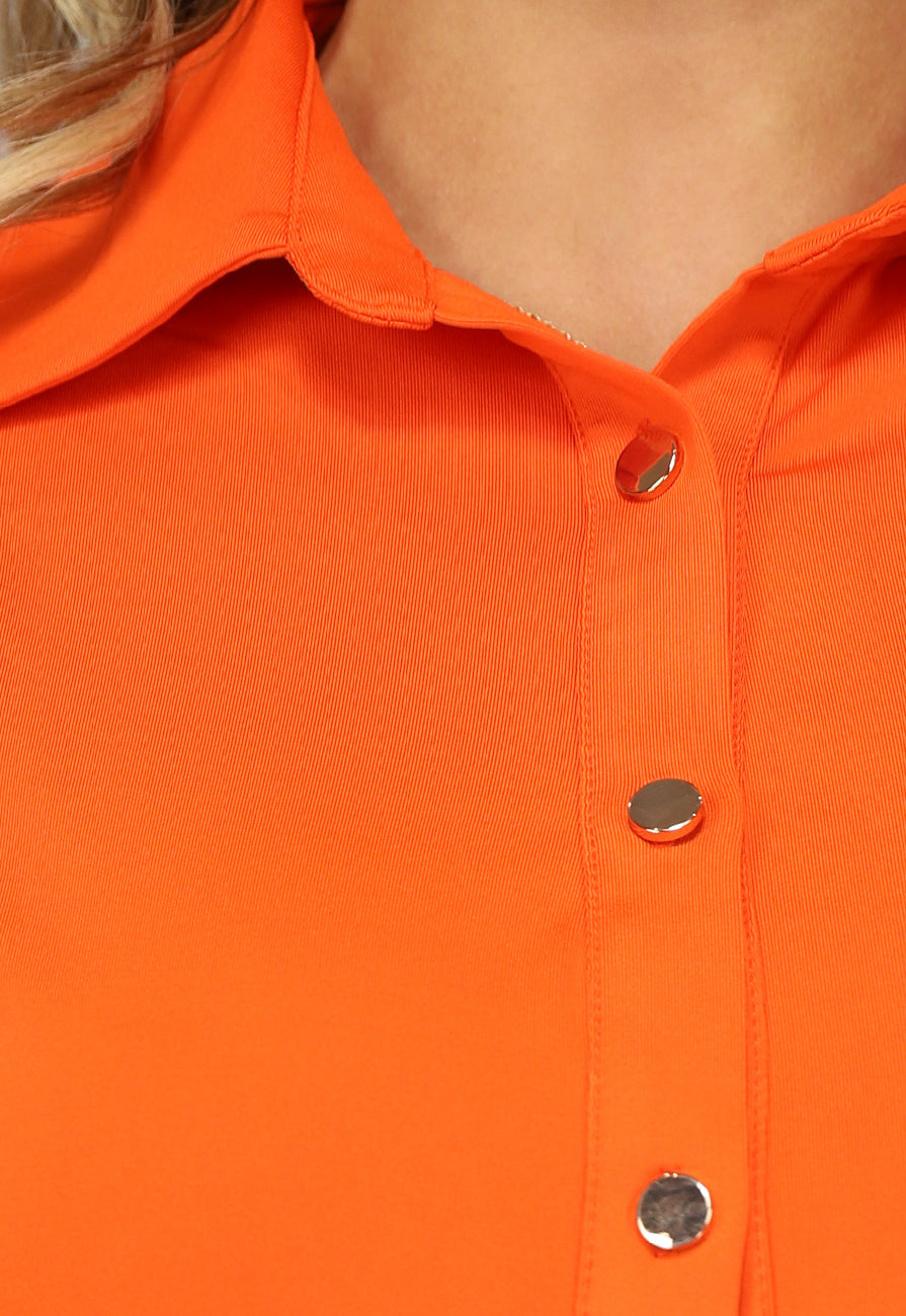 Oranje Blouse met Gouden Knopen