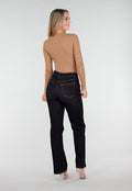 Camelbruine Rib Body met Lange Mouwen en Stretch