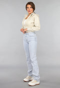 Kort Aansluitend Beige Vest met Rits