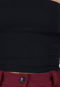 Zwarte Bandeau Crop Top met Pads