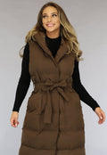 Bruine Lange Bodywarmer met Tailleband