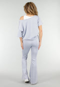 Lichtblauwe One Shoulder Top met Ingewerkte Top en Stretch