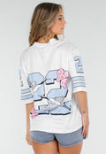 Witte Jersey Top met Vogelprint en Oversized Pasvorm