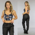 Crop Top met Gedraaid Detail en Bliksem Print