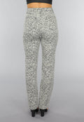 Grijze Straight Leg Hartjes Jeans met Hoge Taille