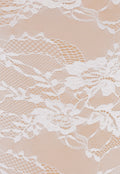 Witte Stretch Kanten Body met Opstaande Halslijn en Beige Voering