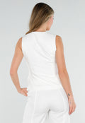 Witte Mouwloze Blazer Top met Vierkante Hals