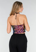 Pailleten Cropped Haltertop met Blauw en Paars