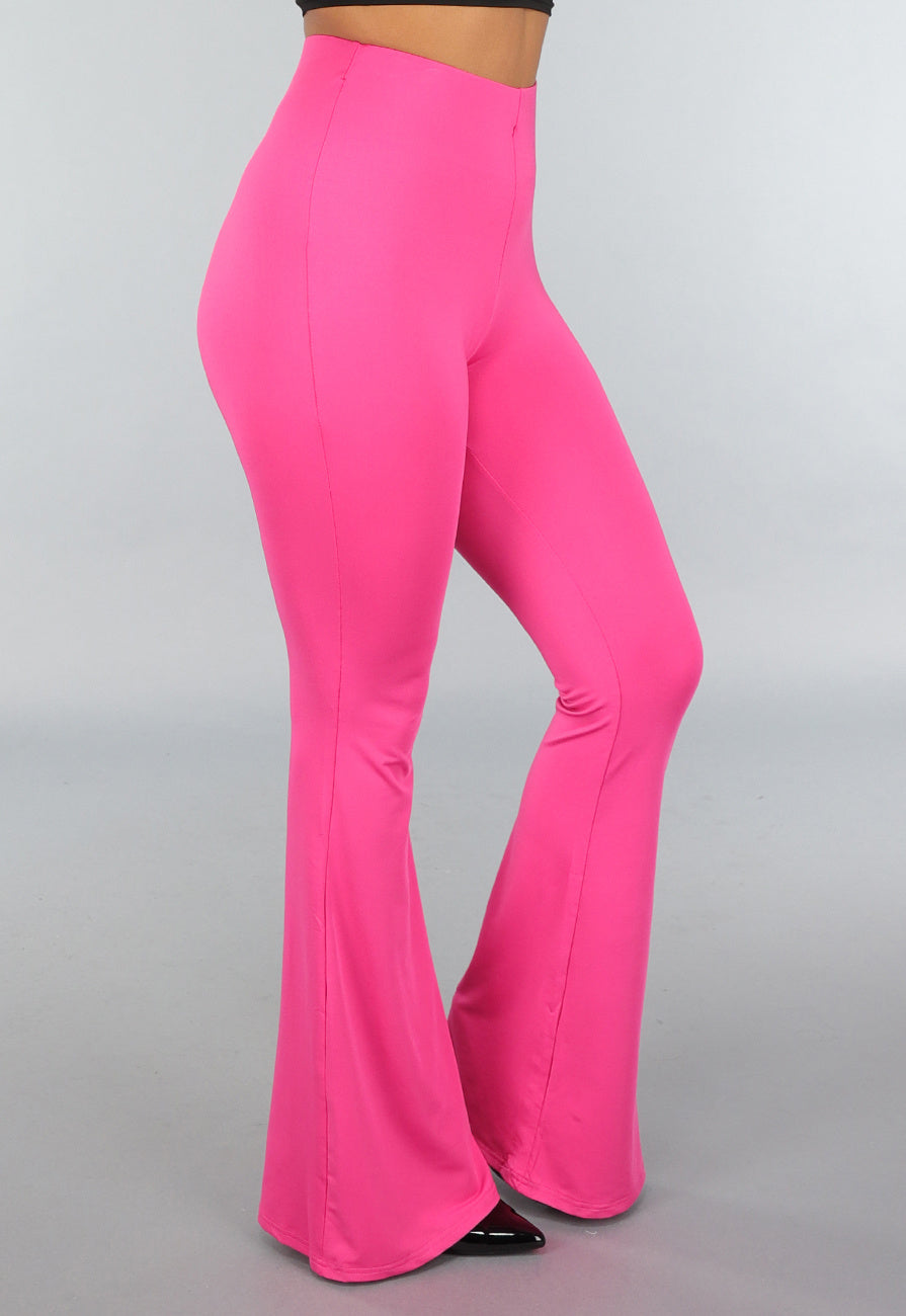 Tall Fuchsia Elastische Legging Broek met Wijde Pijpen
