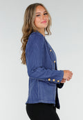 Donkerblauwe Jeans Blazer met Buttons