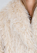 Beige Faux Fur Jas met Harige Textuur