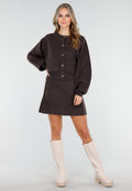 Donkerbruin Two-Piece Set met Vest en Mini Rok