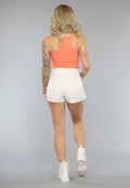 Koraalkleurige Cut Out Top met Spaghettibandjes