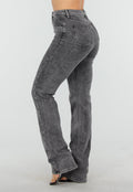 Grijze High Waist Straight Leg Stretch Jeans met Subtiele Wassing