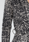 Zwart Beige Jumpsuit met Print en Ceintuur