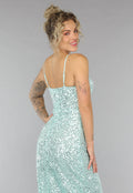Maxi Split Jurk Pailletten Jurk in Mintgroen