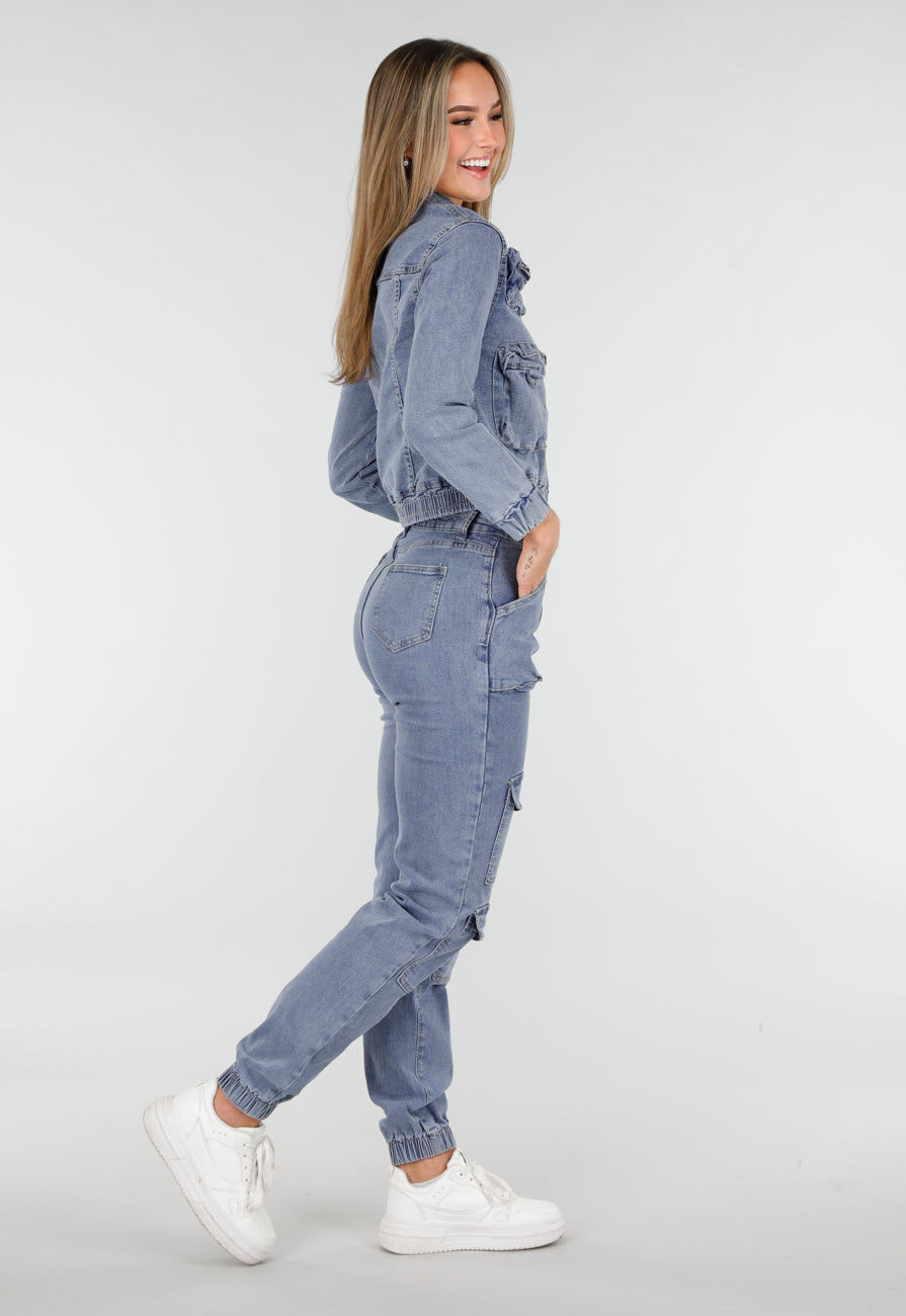 Denim Cargo Set Blauw