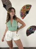 Groene Retro Halter Crop Top
