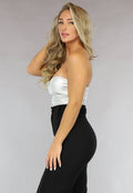 Metallic Zilveren Strapless Top met Sweetheart Halslijn