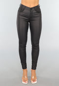 Redial Jeans  Zwarte Lederlook Skinny Jeans
