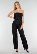 Zwarte Strapless Gilettop met Glitters