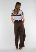 Gebreide Polo Top in Blauw en Bruin met Stretch