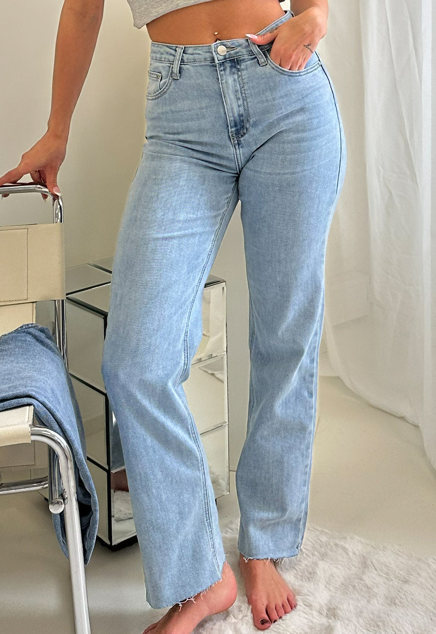Redial Jeans  Lichtblauwe High Waist Straight Leg Jeans