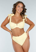 Butter Yellow Bikinitop met Beugel en Zachte Bloemenstructuur