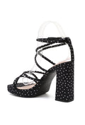 Zwarte Plateau Sandaletten met Polkadot Print