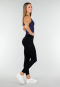 Navy Rib Sporttop met Push-Up Pads en Brede Schouderbanden