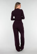 Aubergine Zachte Stretch Top met Lange Mouwen