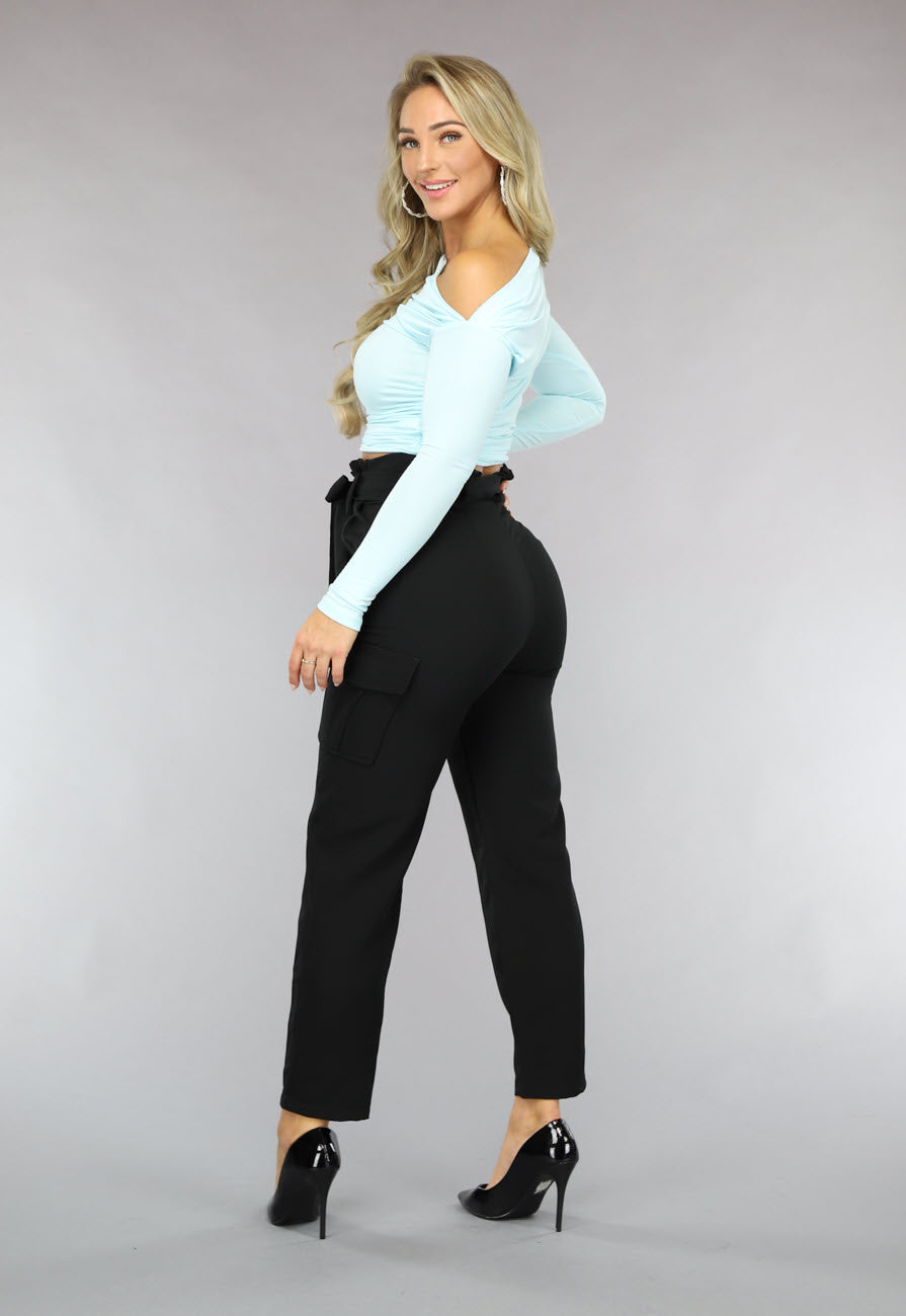 Lichtblauwe Stretch Longsleeve Top