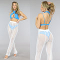 Witte Gehaakte Straight Leg Strandbroek