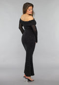 Mesh Maxi Jurk met Off Shoulder Model