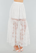 High Waist Witte Maxi Rok van Kant met Onderrok