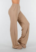 Beige Zachte Stretch Broek met Rechte Pijpen