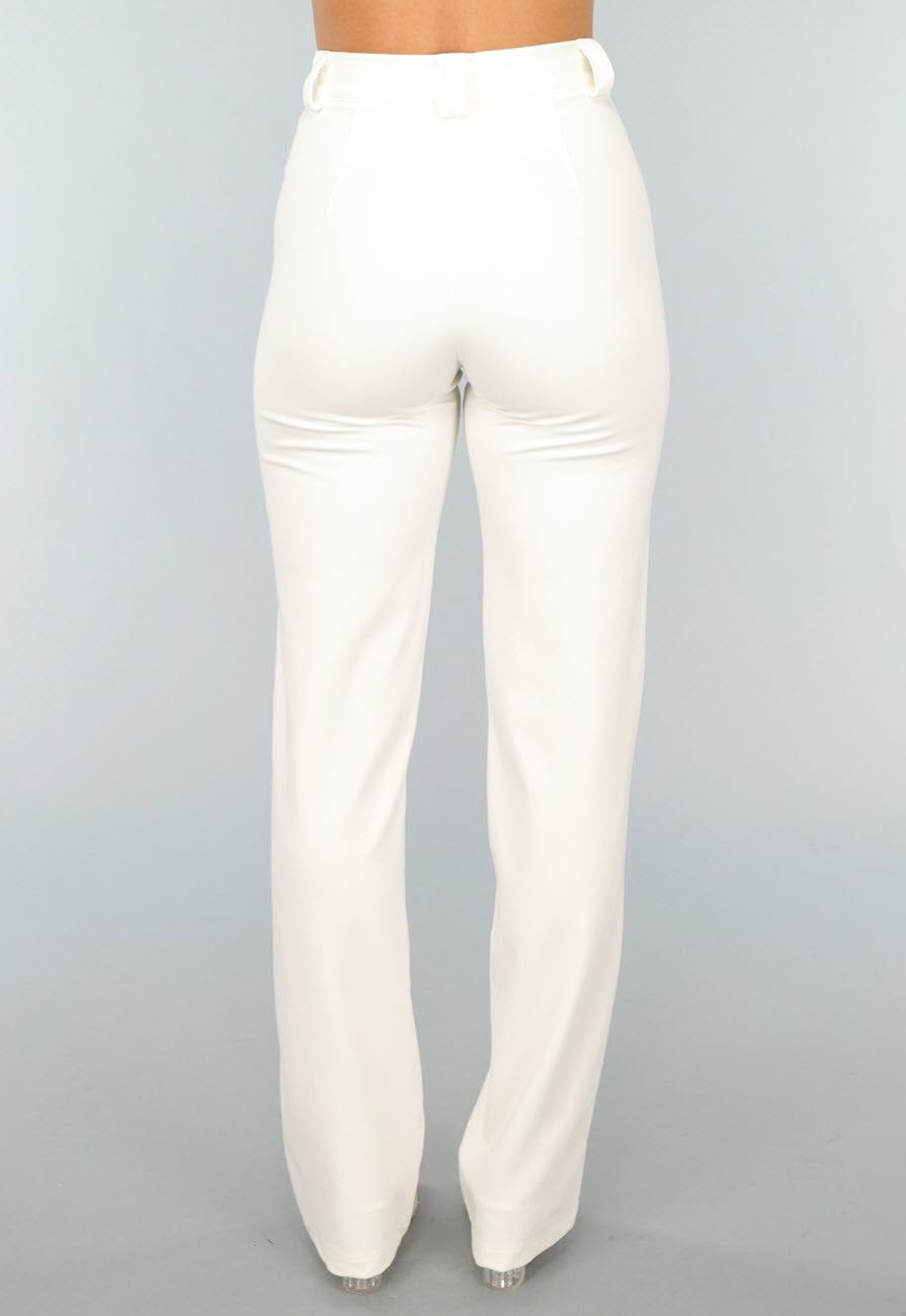 Rechte Aansluitende Offwhite Pantalon met Stretch