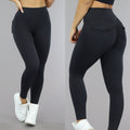 Zwarte Sport Legging met Scrunch en Steekzakken