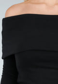 Zwarte Off Shoulder Top met Lange Mouw
