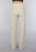 Beige Elastische Glitter Broek