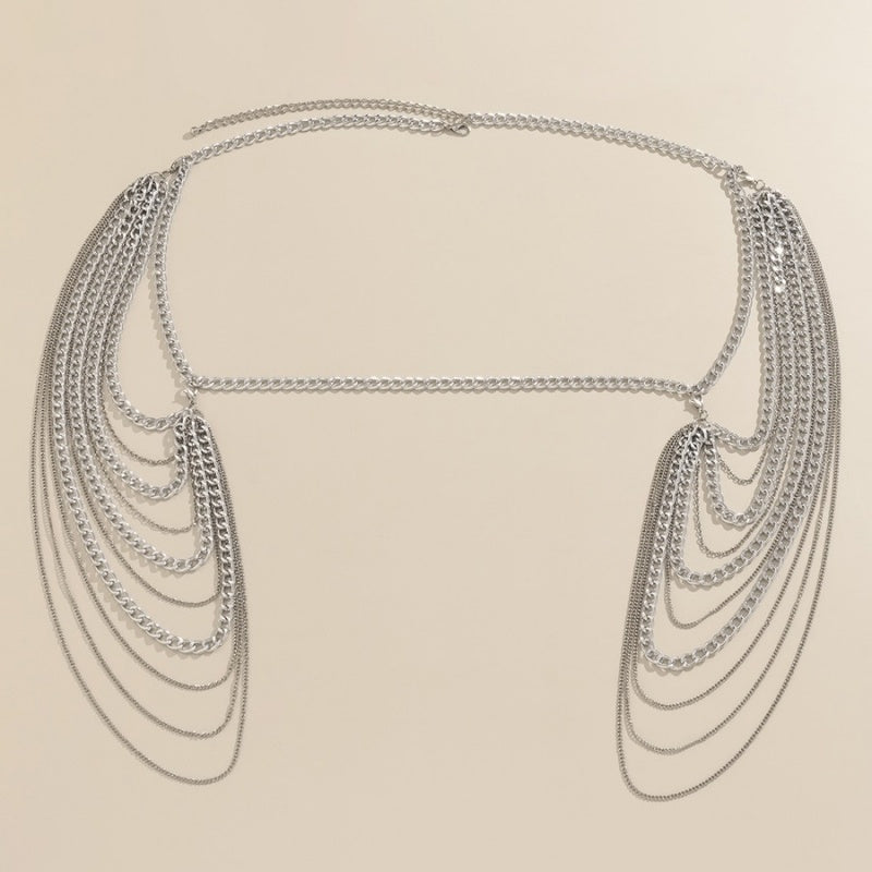 Zilveren Grove Schouder Ketting met Laagjes