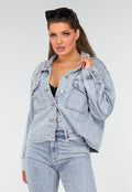 Redial Jeans  Denim Blouse met Wassing en Borstzakken
