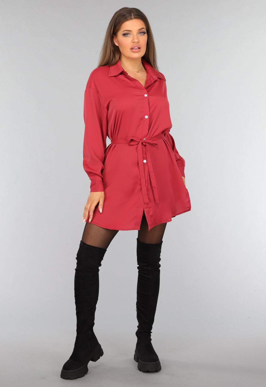Roestbruine Lange Blouse met Broekje en Tailleband