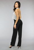 Zilveren Halter Glitter Chain Top met Open Rug