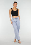 Zwarte Cropped Top met Open Rug en Kant