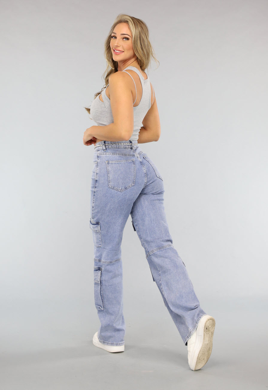 Grijze Rib Top met Borst Uitsnede in Kort Model