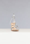 Metallic Zilveren Strap Hakken met Lage Hak