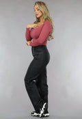 Oudroze Longsleeve Top met Vierkante Hals